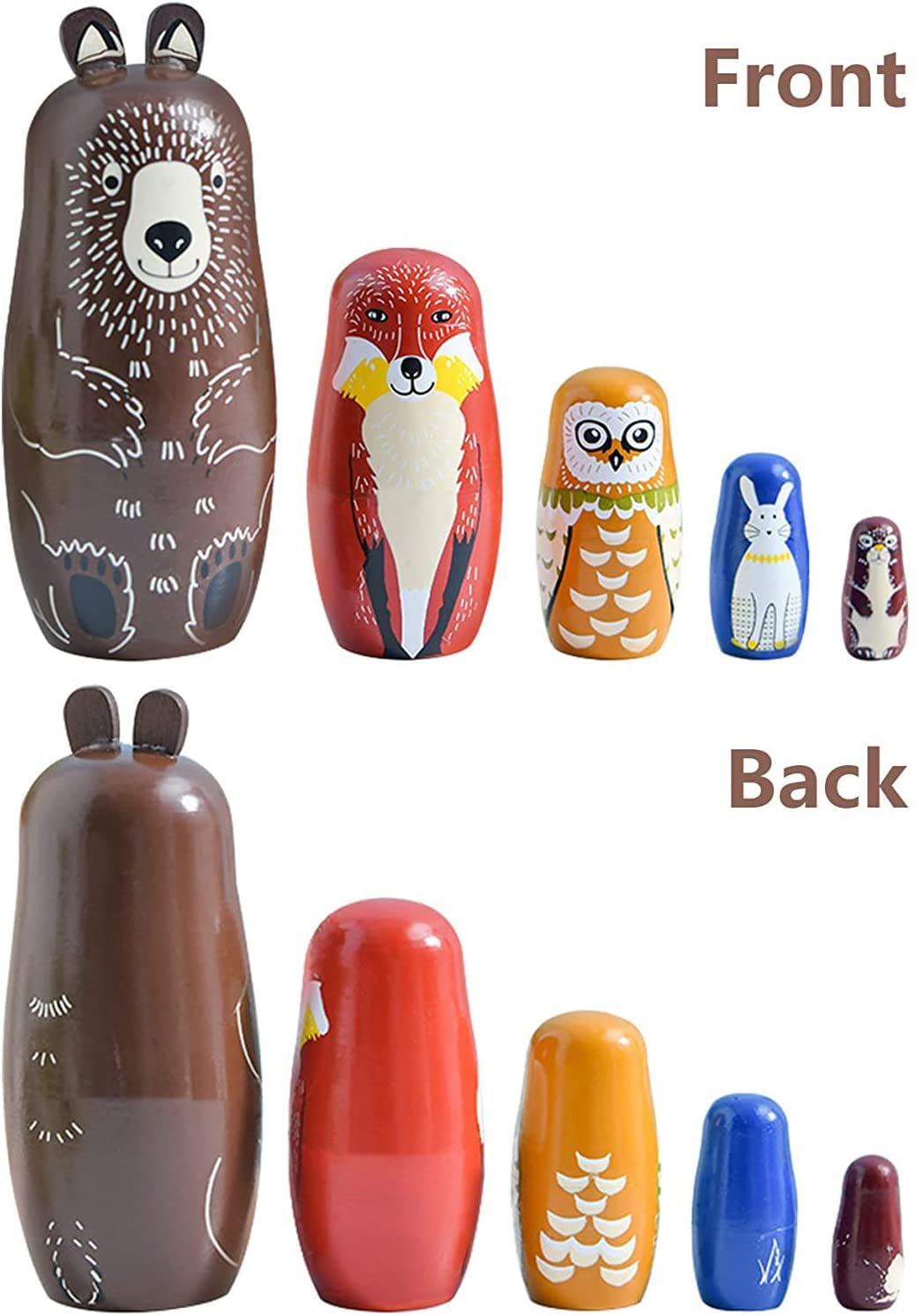 Maxshop Nesting Dolls For Kids - Russian Wooden Stacking Nested Set 5 Pieces Handmade Toys For Children Christmas Birthday Rome Decoration Halloween Wishing Gift (Captain Bear)