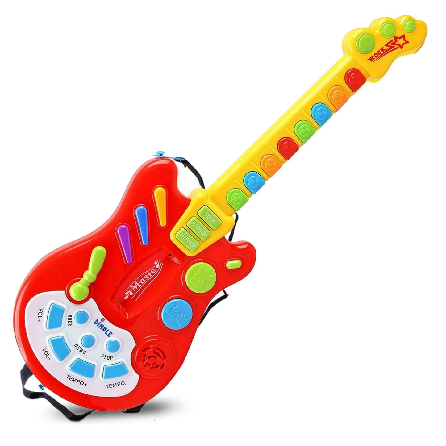 Dimple Kids Handheld Musical Electronic Toy Guitar With Over 20 Interactive Buttons, Levers And Modes For Children, Best Toy For Girls & Boys (Guitar With Batteries)