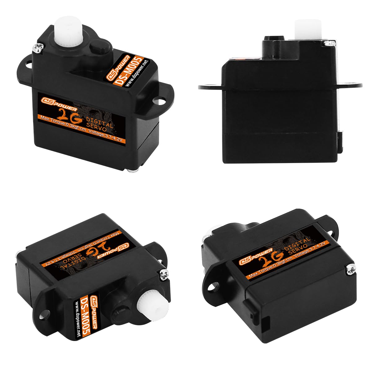 Dspower 5Pcs 2G Plastic Gear Mini Servo, 3.7-4.2V Rc Micro Coreless Motor Digital Servos Kit For Fixed-Wing Helicopter Airplane