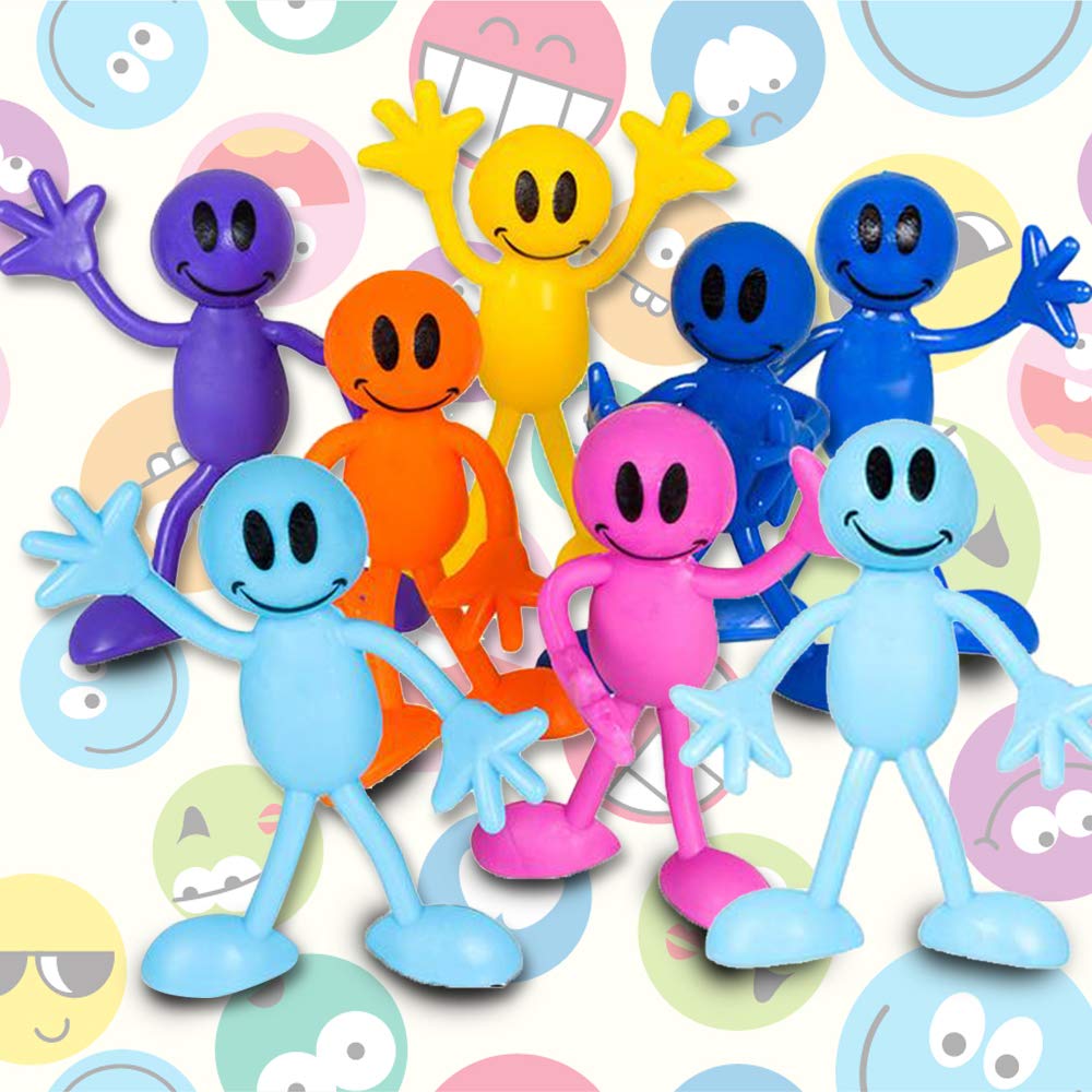 Artcreativity Bendable Smile Figures, Set Of 12 Smile Face Flexible Men, Birthday Party Favors For Boys And Girls, Stress Relief Fidget Toys For Kids And Adults, Easter Basket Stuffers, Piñata Fillers