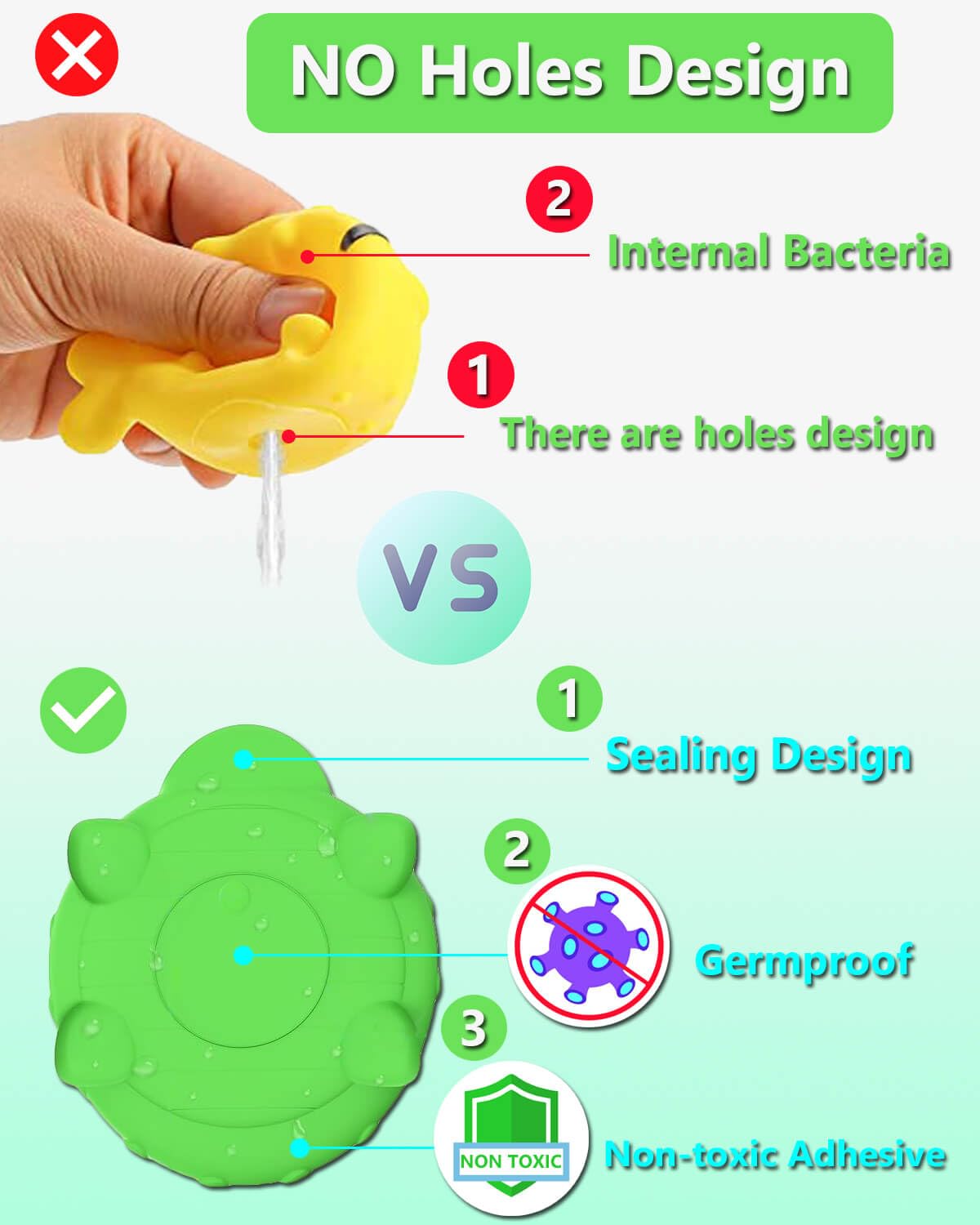 Mold Free Bath Toys For Toddler-1-3 - No Hole Bath Toy For Infants 6-12 Months - Baby Bathtub Water Pool Toys Shower Gifts For 1