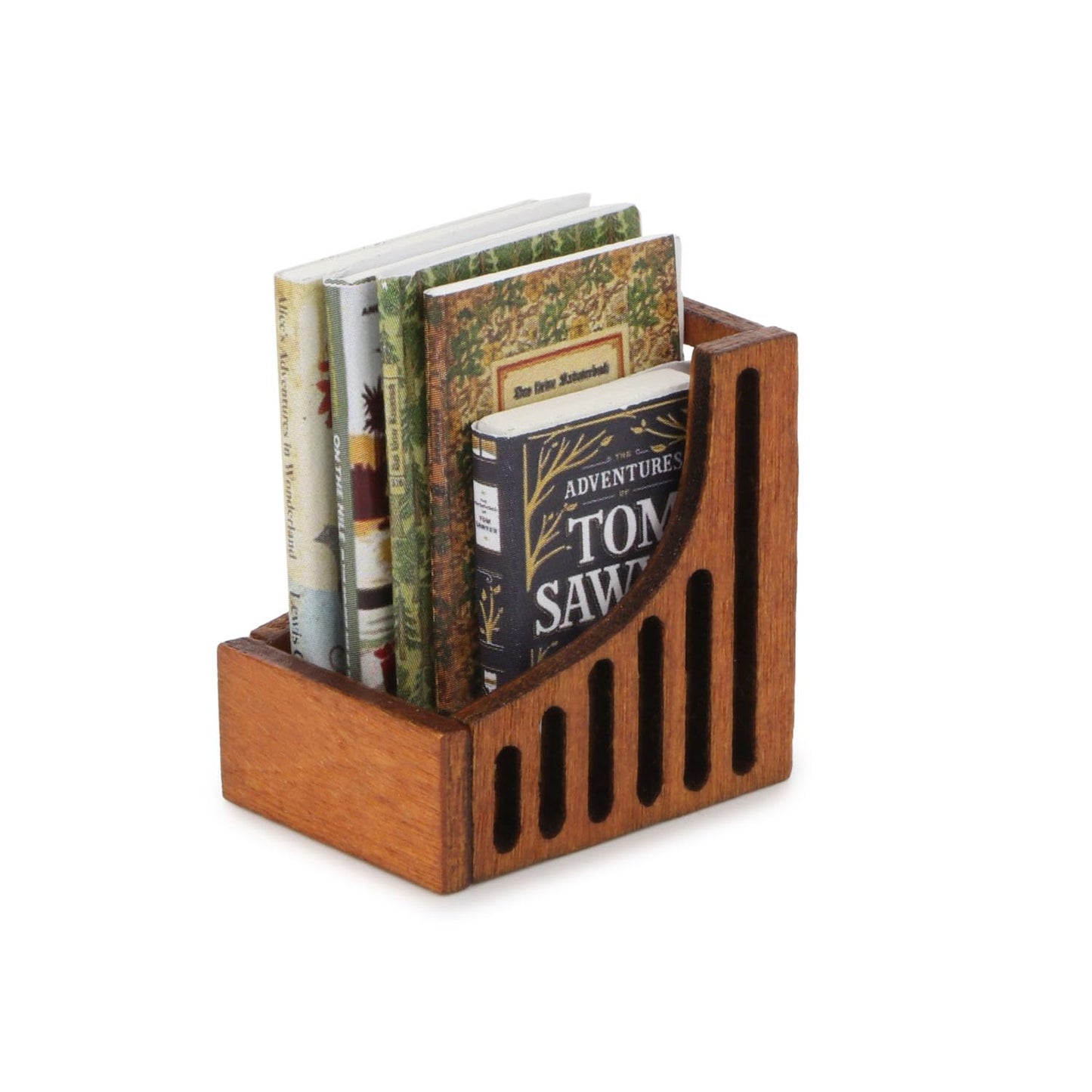 Dollhouse Miniature Desktop Bookshelf With Books Set Wooden Bookcase Furniture Miniature Desktop Organiser Mini House Decoration
