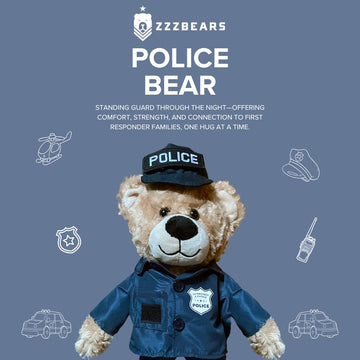 Zzz Bears Sgt Sleeptight Police Teddy Bear, Comforting Gift For Police Kids, Provides Comfort & Sense Of Security During Separat