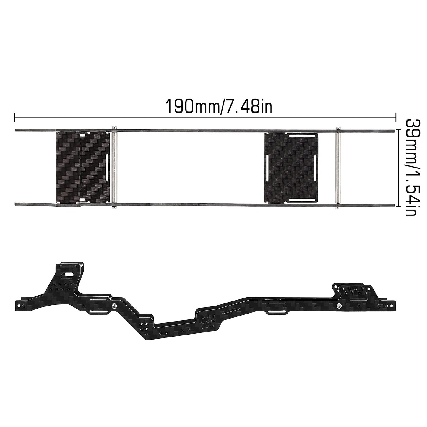 INJORA LCG Carbon Fiber Chassis Kit Frame Girder-Low Center of Gravity Chassis for Axial SCX24 Gladiator Dodge Power Wagon Upgra