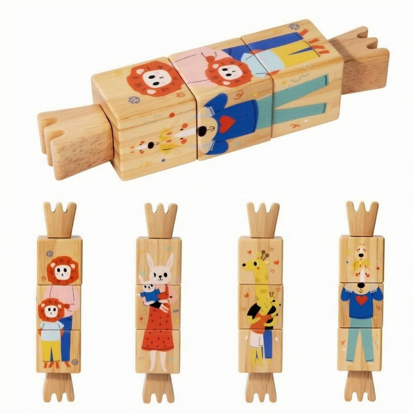 Ojiva Fine Motor Wooden Rotating Puzzle Toy Hand Coordination Rotating Cube Puzzle Logical Thinking Brain Teaser Toy Cognitive S