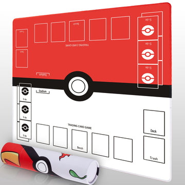 Biouai Playmat For Card Gameplay - Play Mat With Tube For 2 Player Trainer Game Playing(Red)