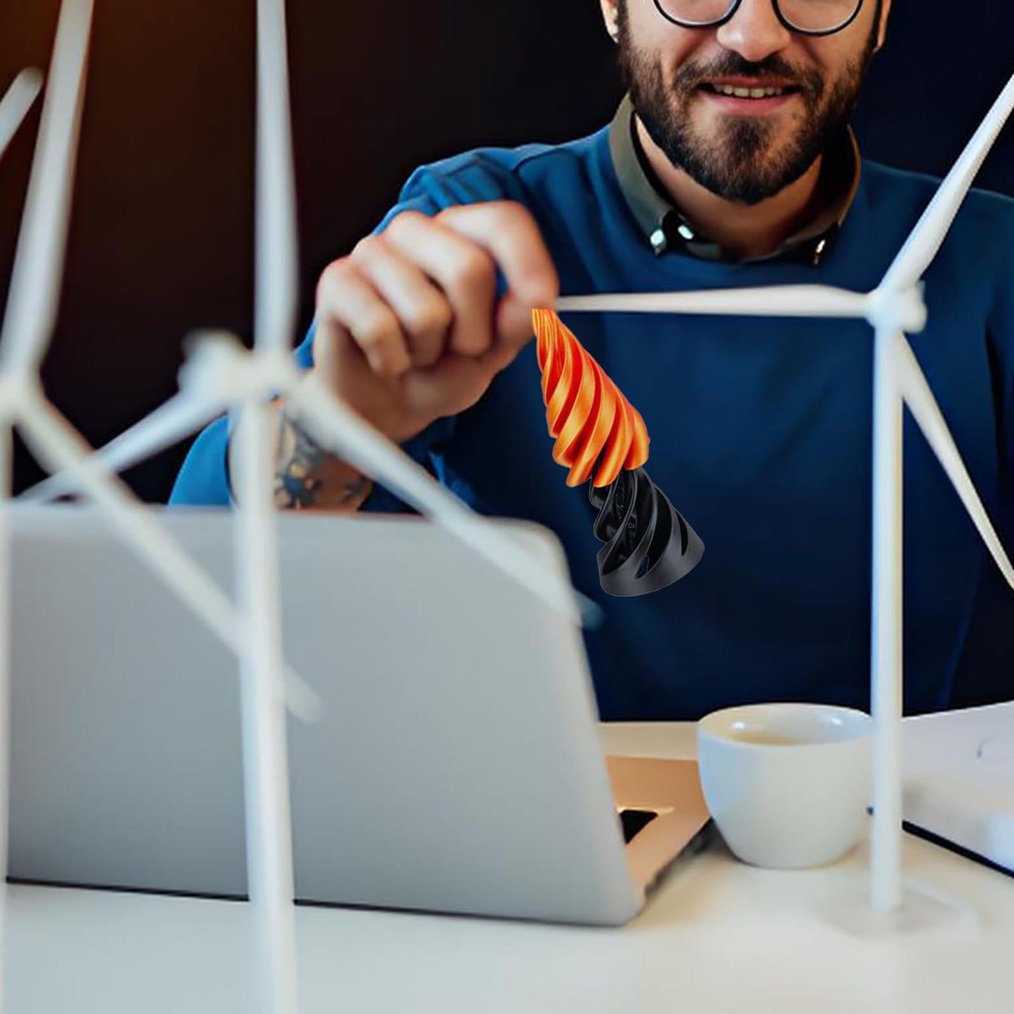 3Pcs Impossible Cone, Spiral Cone Fidget Toy 3D Printed Spiral Fidget Toys Impossible Pyramid Passthrough Sculpture, Mini Cones