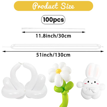 Hykjnbw White Long Balloons For Balloon Animals, 260 Balloons Art Kit For Twisting, Skinny Modeling Balloons Supplies For Birthd