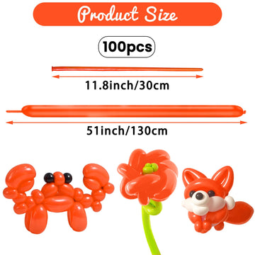 Hykjnbw Orange Long Balloons For Balloon Animals, 260 Balloons Art Kit For Twisting, Skinny Modeling Balloons Supplies For Birth