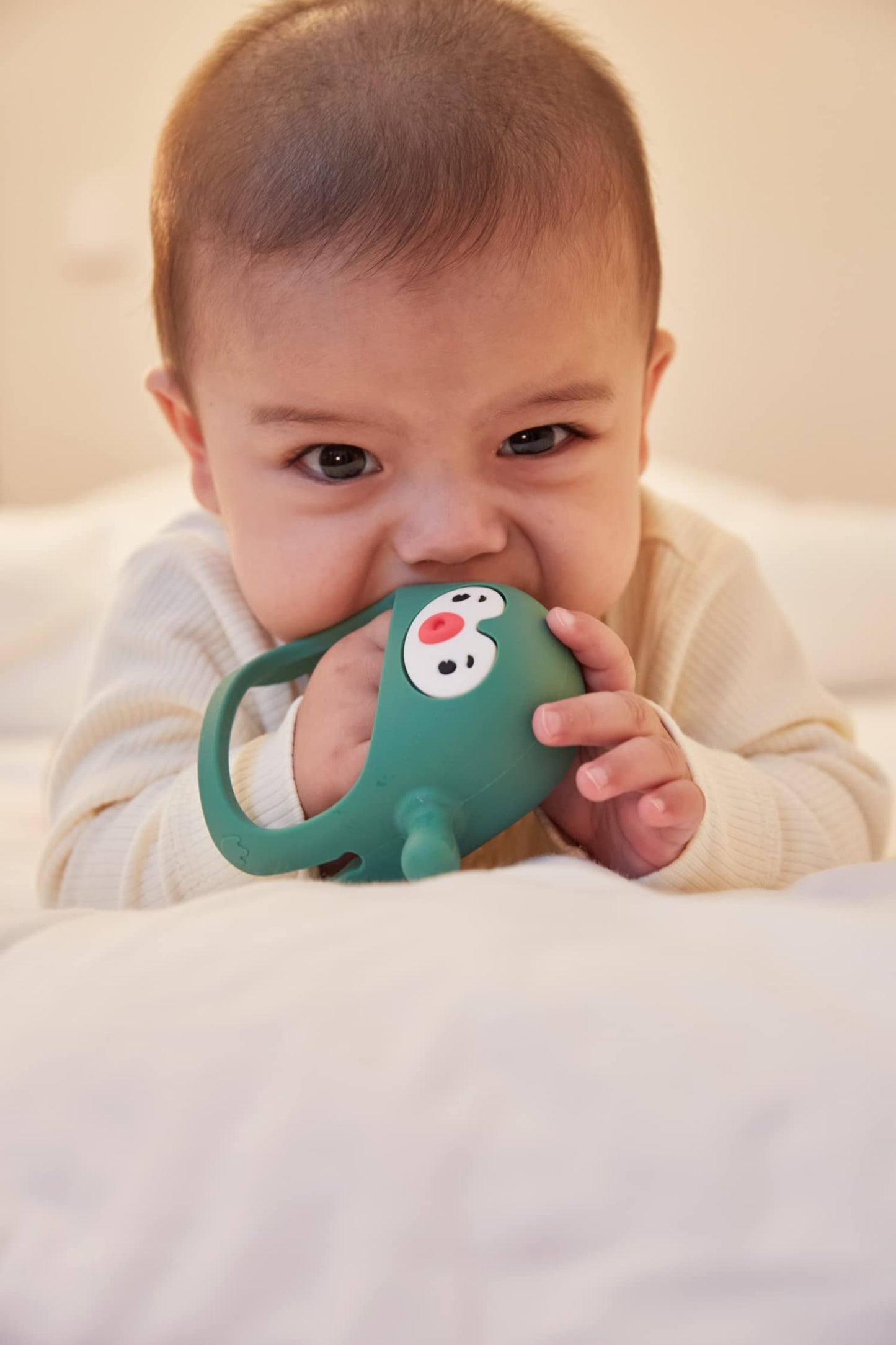 Smily Mia Penguin Buddy Never Drop Silicone Baby Teething Toy For 0-6Month Infants, Baby Chew Toys For Sucking Needs, Hand Pacifier For Breast Feeding Babies, Car Seat Toy For New Born,Pine Green