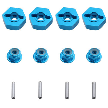 HobbyPark 12mm Aluminum Wheel Hex Drive Hub Adaptor (4P) & M4 Locknut (4P) RC Model Car Parts Blue