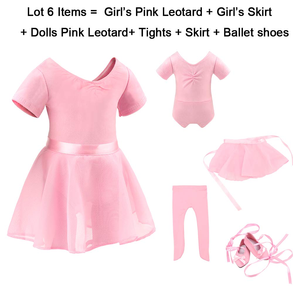 Barwa 18 Inch Doll Me Doll Matching Outfits Clothes 4 Pcs Ballet Ballerina Outfits Dance Dress Costume For Girls And 18 Inch Dolls (140Cm)