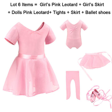 BARWA 18 inch Doll Me Doll Matching Outfits - 4 PCS Ballet Ballerina Costumes for Girls and 18 inch Dolls, Cotton/Spandex/Chiffon