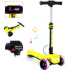 Kids Electric Scooter w/LCD Screen, Bluetooth Music, Light-Up Stem Deck & Wheels, Thumb Throttle, 3 Adjustable Heights, 150W Pow