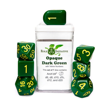 R4I Dice W/ Arch'D4: Opaque - Dark Green W/ Yellow (7)