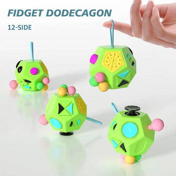 Fidget Dodecagon –12-Side Fidget Toys Cube Relieves Stress And Anxiety Anti Depression Cube For Children And Adults Easter Basket Stuffers Gift Idea (B1 Green)