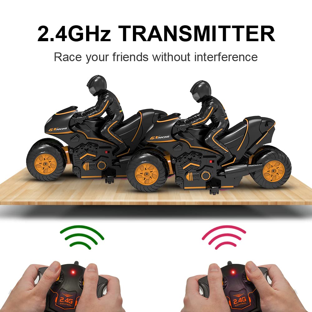Sinovan RC Motorcycle Remote Control Motorcycles,High Speed Rc Car Remote Control Car,2.4Ghz 360 Rotating Drift Stunt Car Motorb