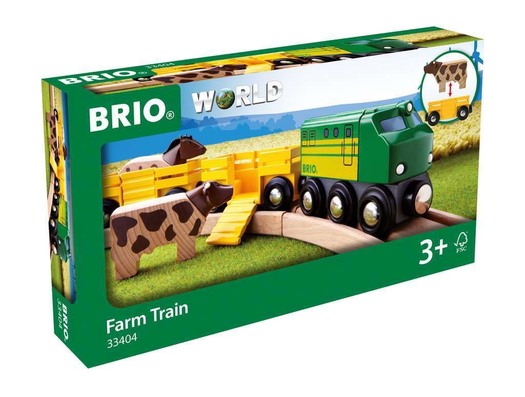 Brio World 33404 - Farm Train | 5-Piece Wooden Toy Train Set For Kids | Ideal For Ages 3 & Up | Certified Sustainable Materials