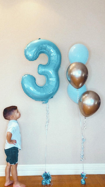 Pearlescent Blue 3 Balloon, Number Balloons 40 Inch, 3Rd Birthday Decorations For Kids Girls Boys, Men Women Party Supplies For