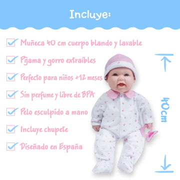 JC Toys - La Baby | Caucasian 16-inch Medium Soft Body Baby Doll | Washable | Removable Pink Outfit w/Hat and Pacifier | for Chi