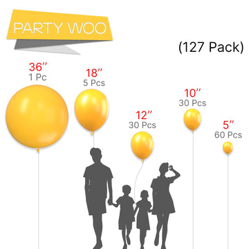 Partywoo Orange Balloons, 127 Pcs Goldenrod Balloons Different Sizes Pack Of 36 Inch 18 Inch 12 Inch 10 Inch 5 Inch Orangey Yellow Balloons For Balloon Garland Or Arch As Party Decorations, Orange-Y10