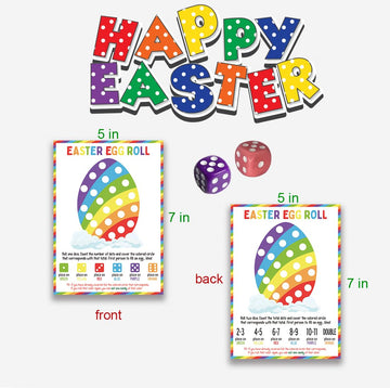 BEUFSE Easter Egg Roll Dice Game, Roll The Egg Game with Two Dices for Easter, Easter Roll The Dice Game, Easter Party Game Supp