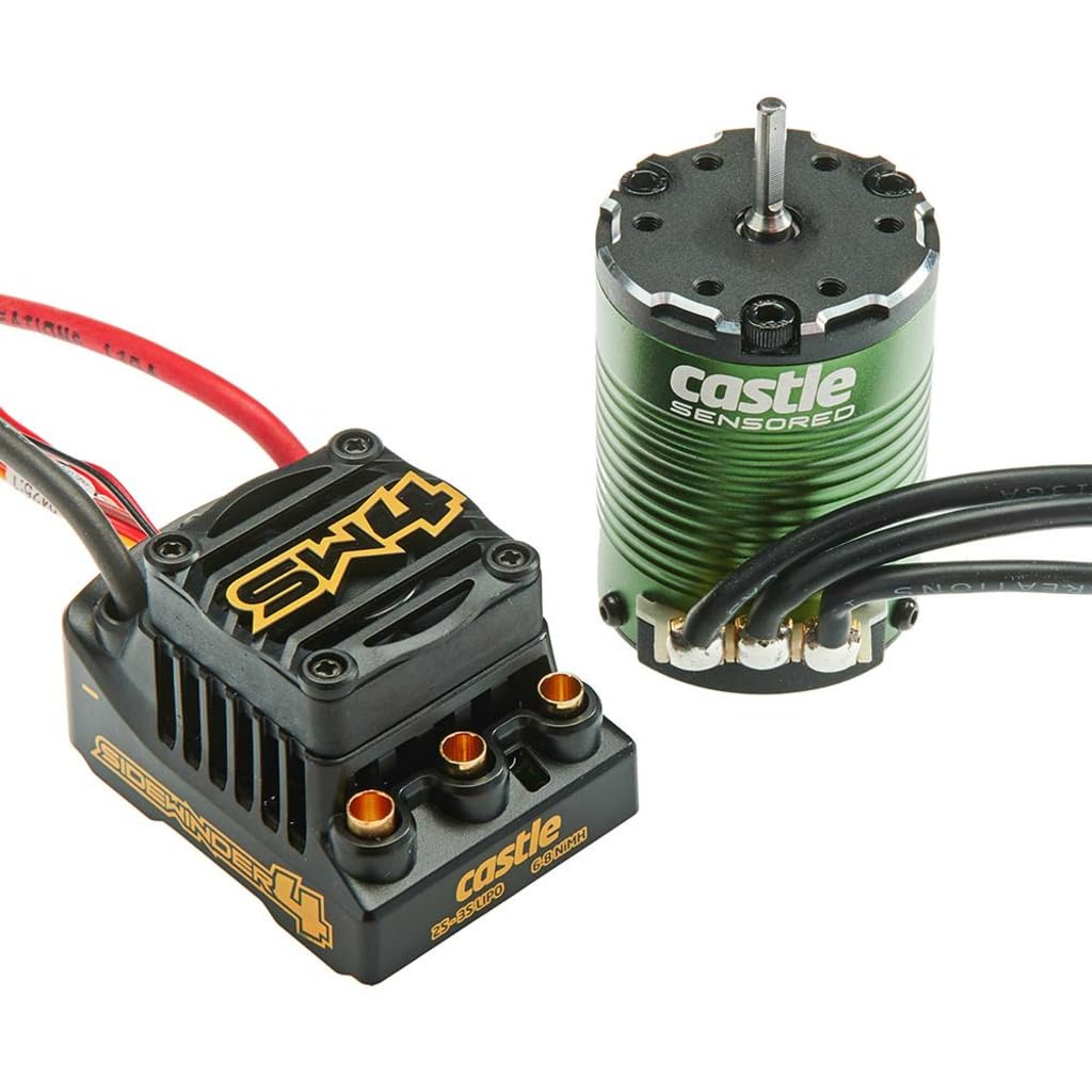 Castle Creations Sidewinder 4 Sensorless ESC & 1406 4600KV Brushless Motor Upgrade for 1/10 RC Vehicles Basher Edition, Black, G