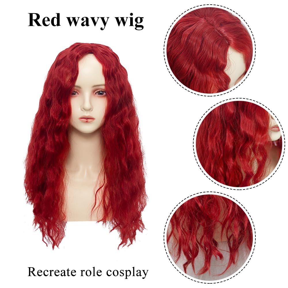 Grivos Girl Red Chrismas Costume For Kid Rise Red Princess Costume Short Sleeves Jacket Top Flared Pants Wig 4Pcs 3-10Y