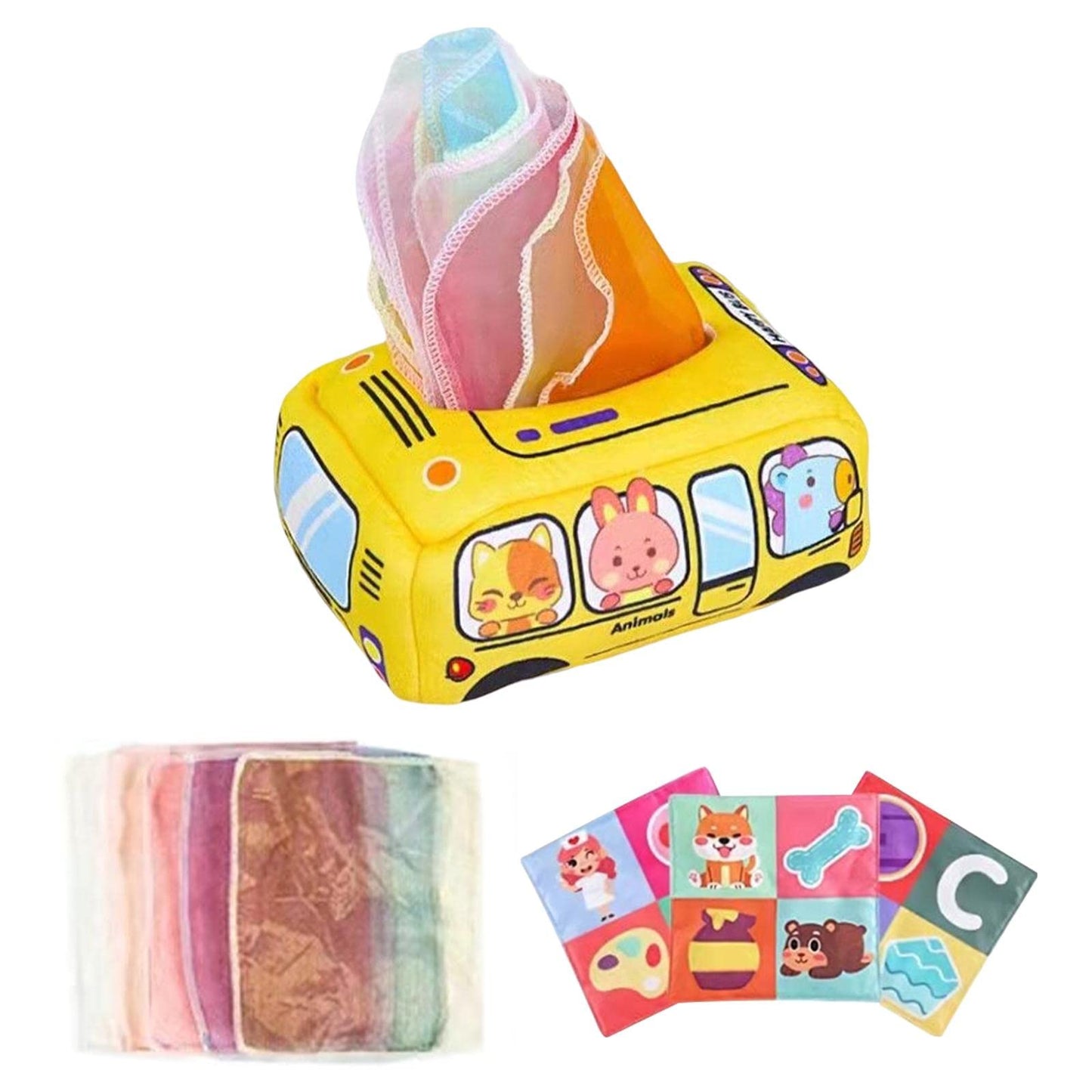 Secret Desire Sensory Pull Along Toddler Tissue Box Bus Drawer For Preschool Motor Skills Style B|Developmental Baby Toys