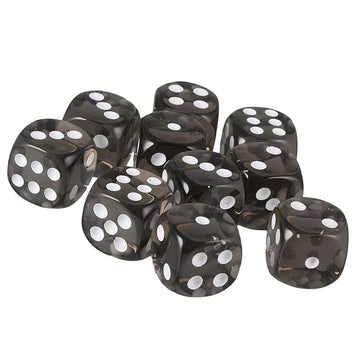 Yiotfandoll 10PCS Polyhedral Dice D6 Dice 16mm Acrylic Dice Game Dice for RPG MTG DND Dice Table Games (Transparent Black)