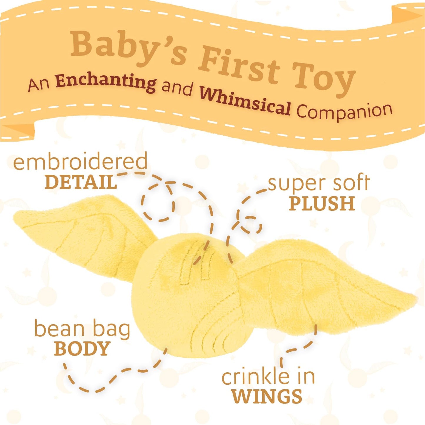 Kids Preferred Harry Potter Gifts Golden Snitch Mini Plushies Stuffed Animals For Babies, Harry Potter Baby Toys For Toddlers, Kids 3-Inch Plush Decor