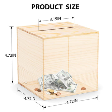Hchangen Adults Piggy Bank Creative For Real-Money, Natural Wood Money Box, Can Only Save The Piggy Bank That Cannot Be Taken Ou