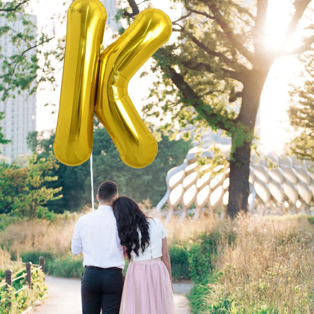 Toniful 40 Inch Large Gold Letter K Balloons Helium Balloons,Foil Mylar Big Balloons For Birthday Party Anniversary Supplies Dec