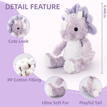 VANLINNY NEW Purple Dinosaur Plush Toy - Cuddly Cotton Stuffed Animal for Baby, Nursery & Gifts, Model SAV006