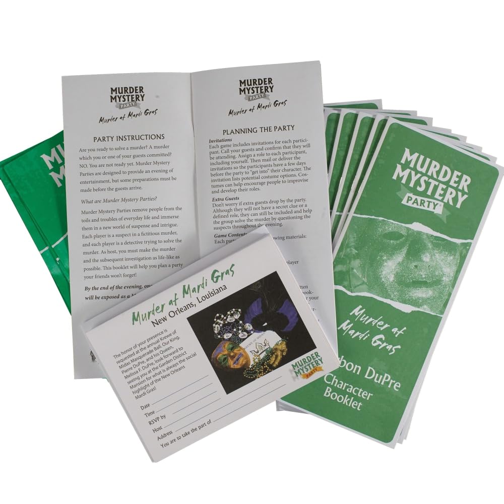 Murder Mystery Party Games, Murder At Mardi Gras Dinner Party Mystery Game For 8 Players Ages 14 And Up