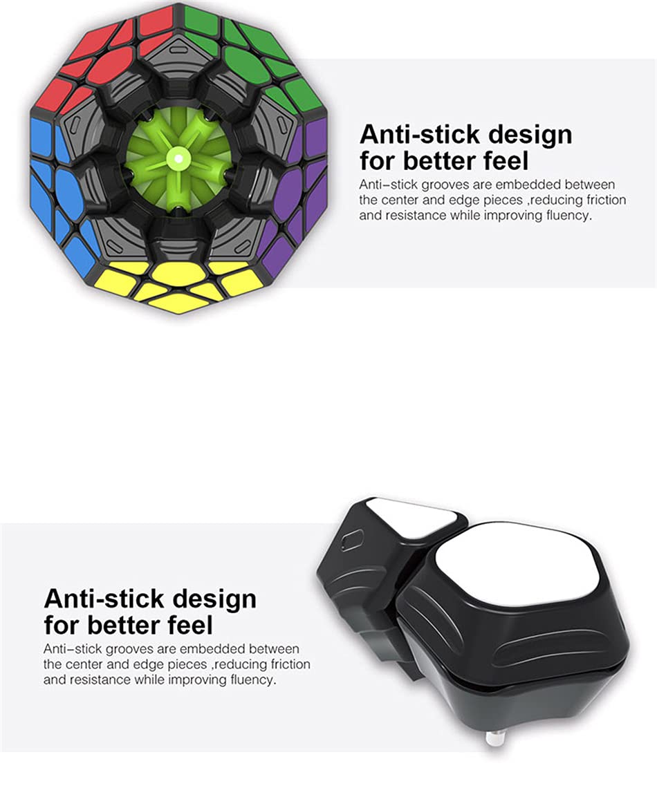 Megaminx Speed Cube, Pentagonal Dodecahedron Cube Puzzle Toy (Qiheng Black)