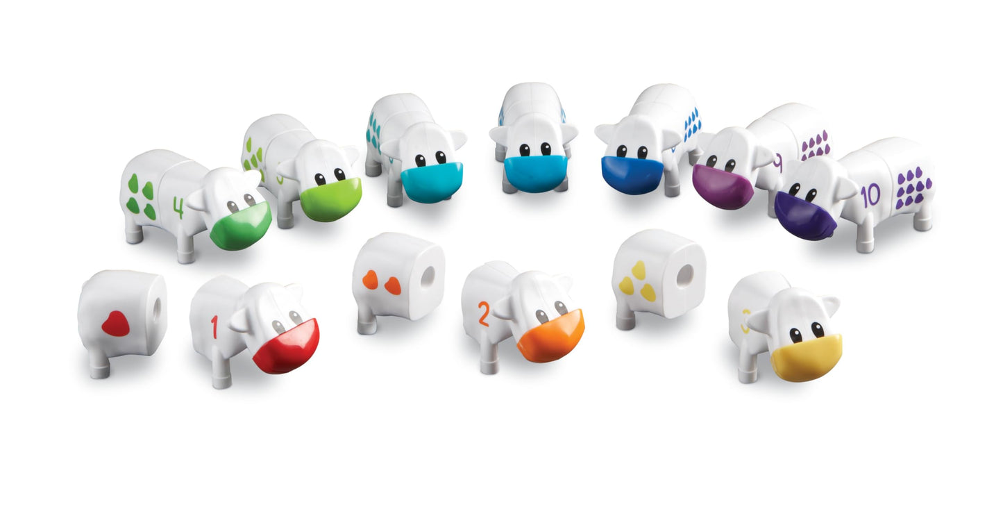 Learning Resources Snap-N-Learn Counting Cows Toy Set,Develops Color Recognition, Counting & Sorting Set, Farm Animals, 20 Piece