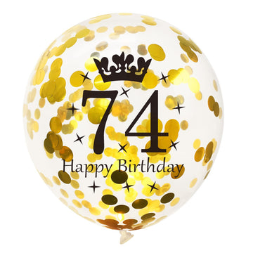 SHUNTAI 74th Birthday Balloons, Gold and Black, 12 Inch Latex Confetti, 15 Pack, 74 Years Old Anniversary Party Supplies