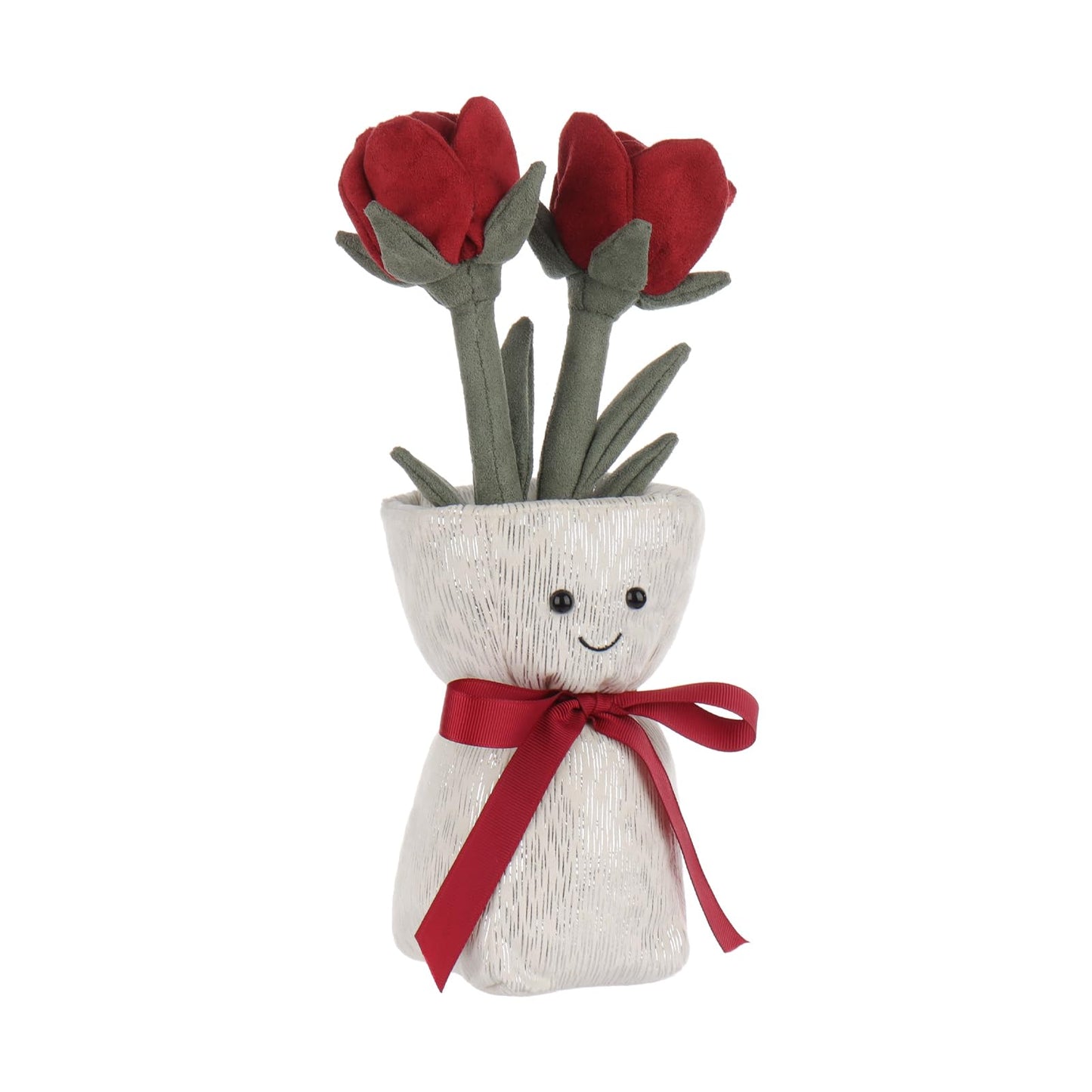 Apricot Lamb Rose Vase Plush Stuffed Flowers For Kids, Soft Cute Plushies Toys For Baby Girl And Boy, Fluffy Rose Vase Red 11.9