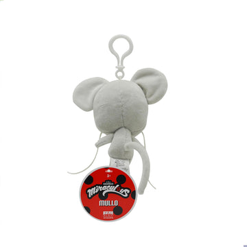 Miraculous Ladybug Kwami Mullo 5-inch Plush Clip-on Toy, Grey Super Soft Stuffed Toy with Glitter Eyes, Model M13024