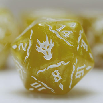 Generic Dice Set For Dungeon And Dragons D&D Mtg 7-Die Rpg Polyhedral Dice (Yellow)