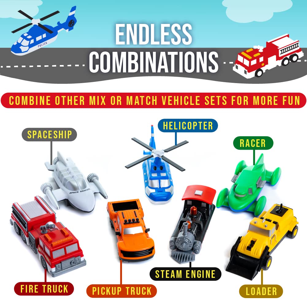 POPULAR PLAYTHINGS Mix or Match Vehicles Magnetic Toy Play Set, 21 Pieces, Multicolor, Standard Size, Fun for Kids