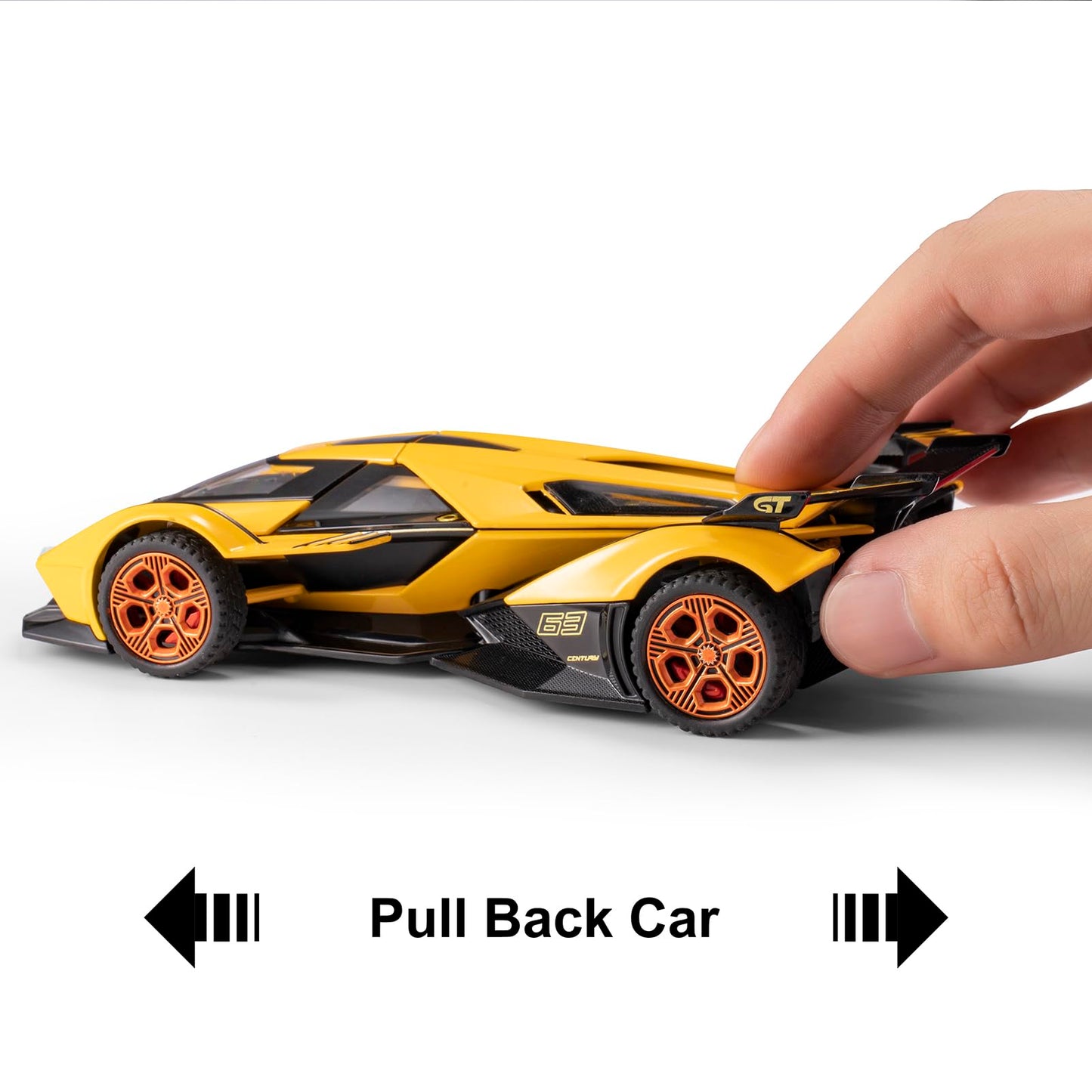 SASBSC Toy Cars for 3+ Year Old Boys Lambo V12 Race Car Toy with Light and Sound Diecast Metal Model Cars for Kids Ages 3-8 Pull