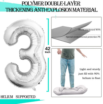 Goer Number 30 Balloons For 30Th Birthday Party Decorations,42 Inch Jumbo Foil Helium Balloons For 30Th Anniversary (Silver)