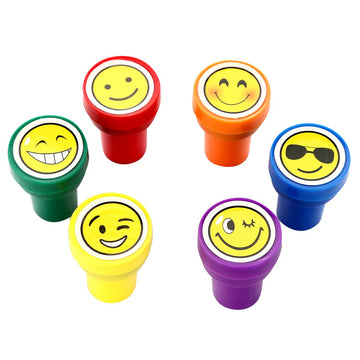 LUCKYBIRD Self Inking Smiley Stamps Set, 6 Count, Plastic, Blink & Goofy Color
