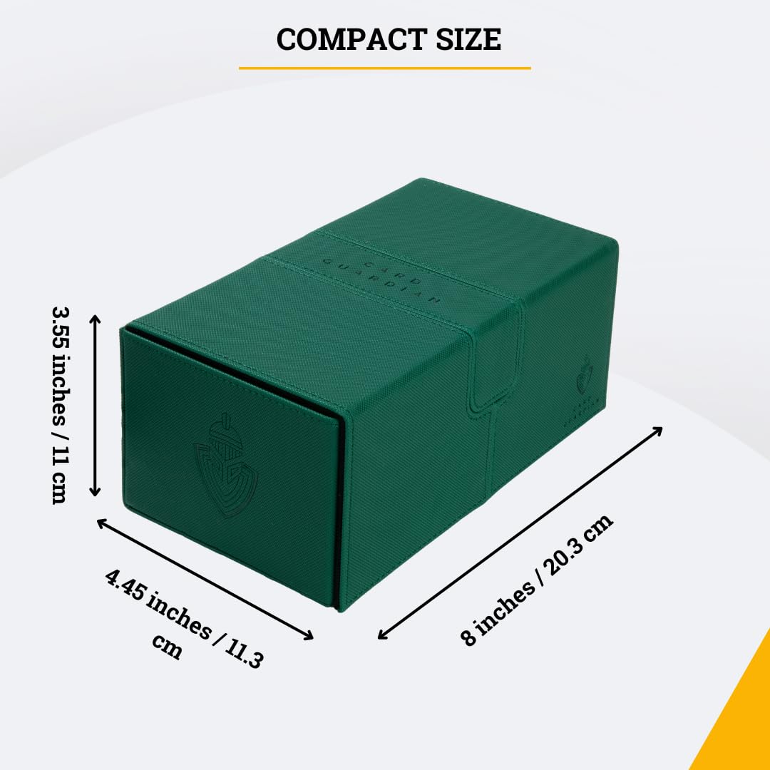 Card Guardian - Premium Double Deck Box (Green) For 200+ Cards Trading Card Games Tcg Perfect For Magic The Gathering (Mtg), Commander Deck, Yugioh Deck Box, Sports Card Storage Boxes