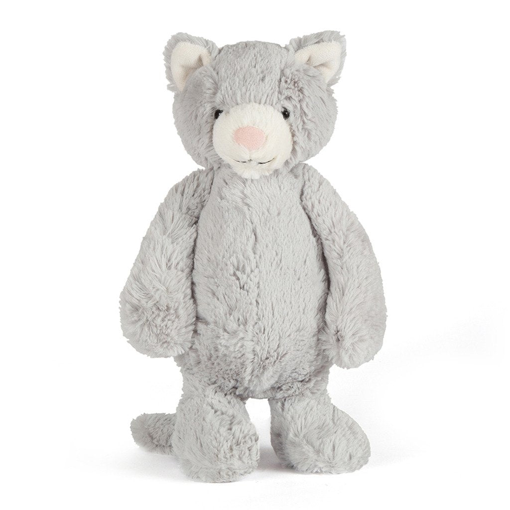 Jellycat Bashful Grey Kitty Cat Plush - Medium 12 Stuffed Animal, Soft Toy for Kids