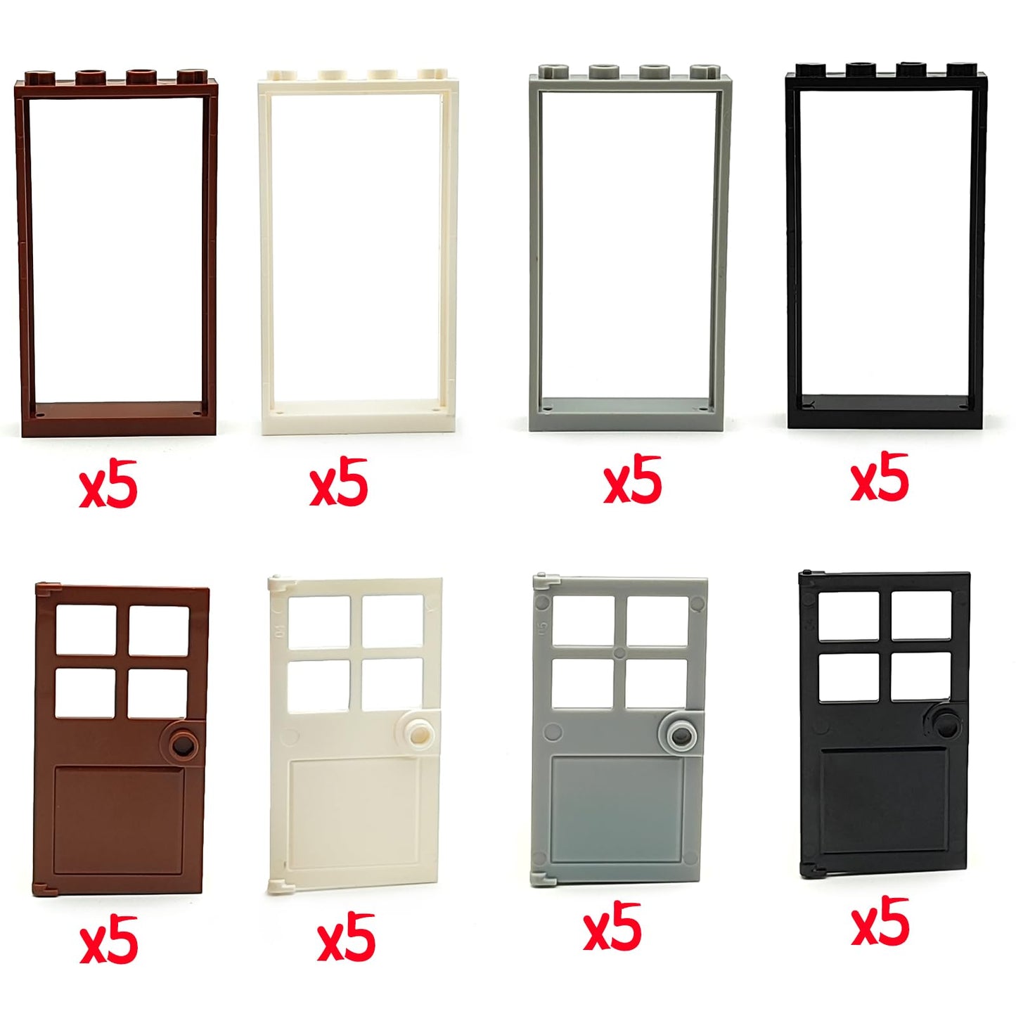 40Pcs Doors And Frame Building Block Toys For Moc Creative House Brick Accessories Compatible With Classic Bricks Building Toy For Kids(20 Set)