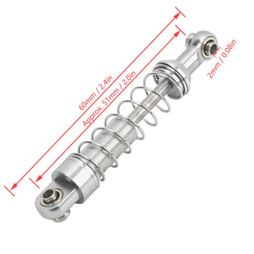 Rc Shock Absorber, 2 Pairs Aluminum Alloy Shock Absorber 60Mm Rc Car Modification Parts For Wpl C14 C24 Mn D90 99S (Silver)