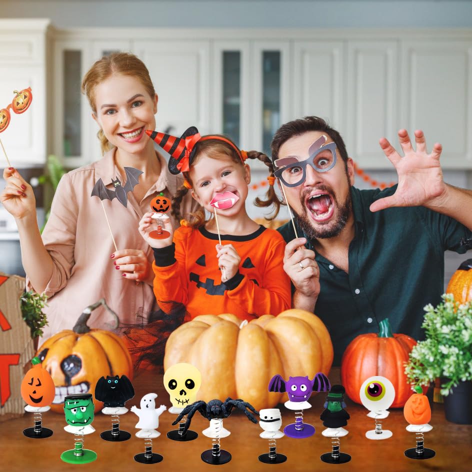 Dshengoo 24 Pcs Halloween Jumping Popper Toys,Spring Launchers Party Favors Supplies For Kids,Pinata,Goodie Bags,Classroom Prizes,12 Styles